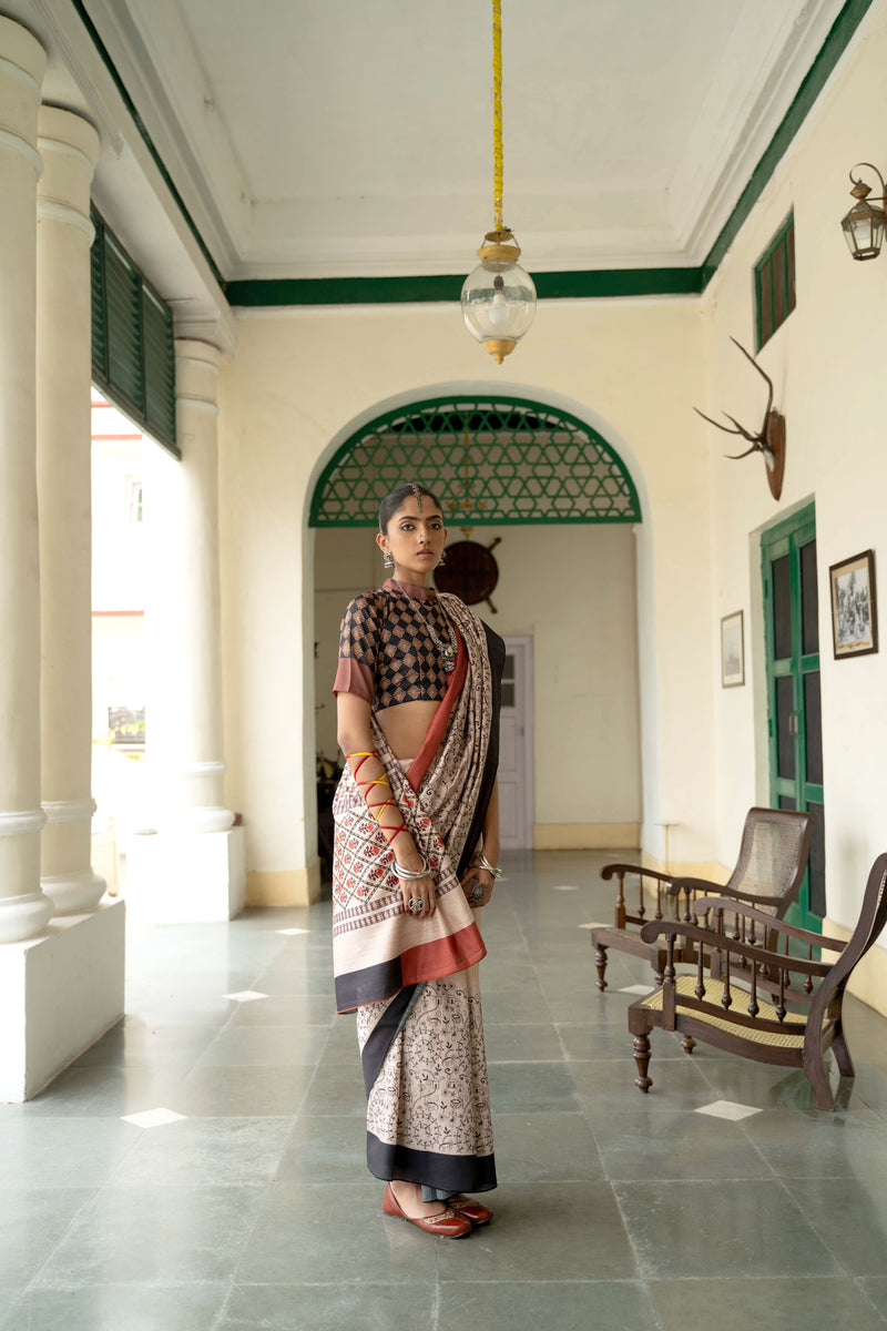 Khaki Tithi Saree