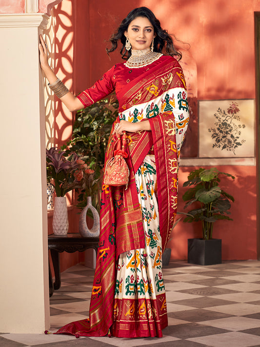 Ethnic Motifs Woven Design Zari Patola Saree