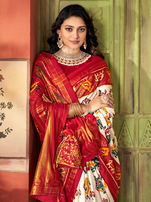 Ethnic Motifs Woven Design Zari Patola Saree