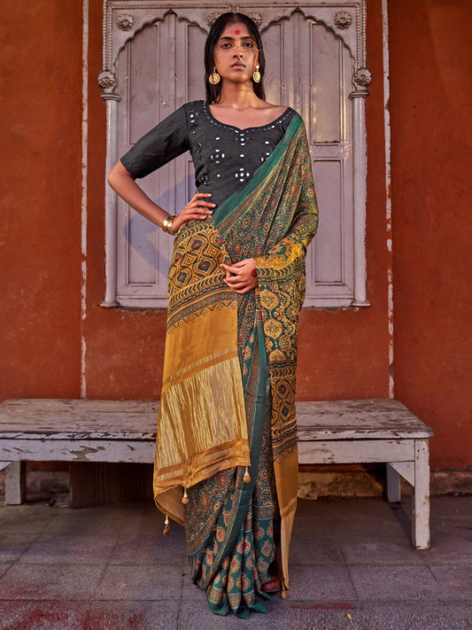 Embroidered Blouse Saree with Lagdi Patta