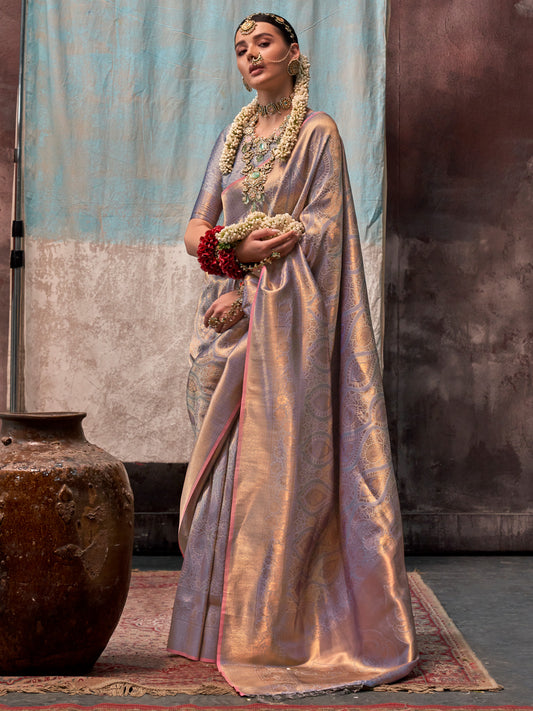 Grey Banarasi Silk Blend