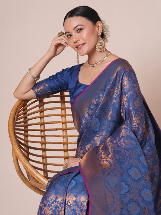 Blue Banarasi Silk Saree with Zari Weave