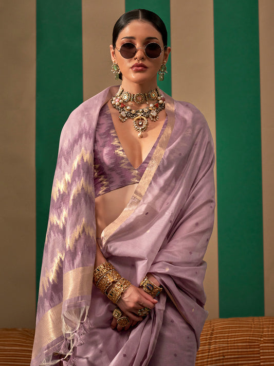 Heritage Dusty Lavender Banarasi Silk Blend Saree