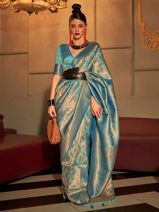 Blue Jari Woven Kanjivaram Saree