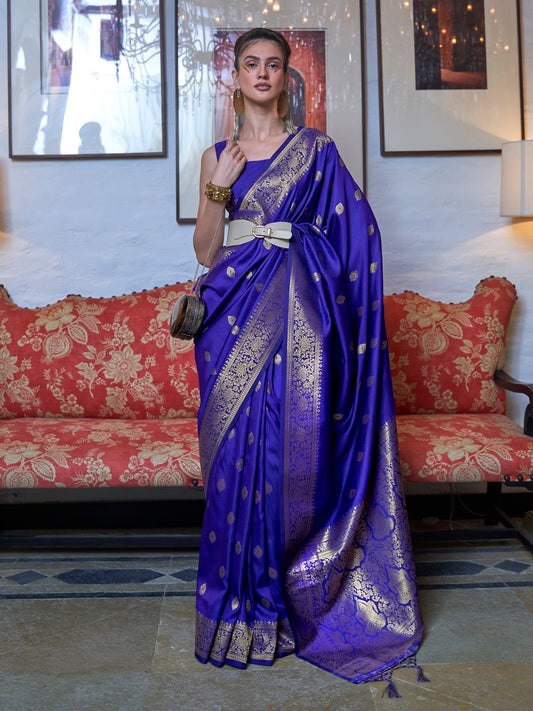 Violet Banarasi Style Silk Blend saree