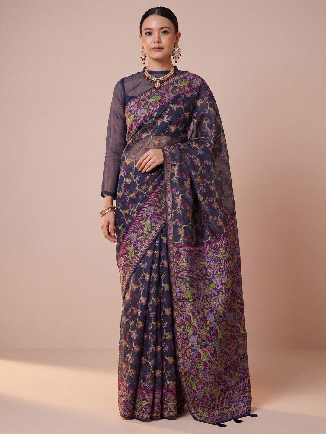 botanical saree 
woven design saree