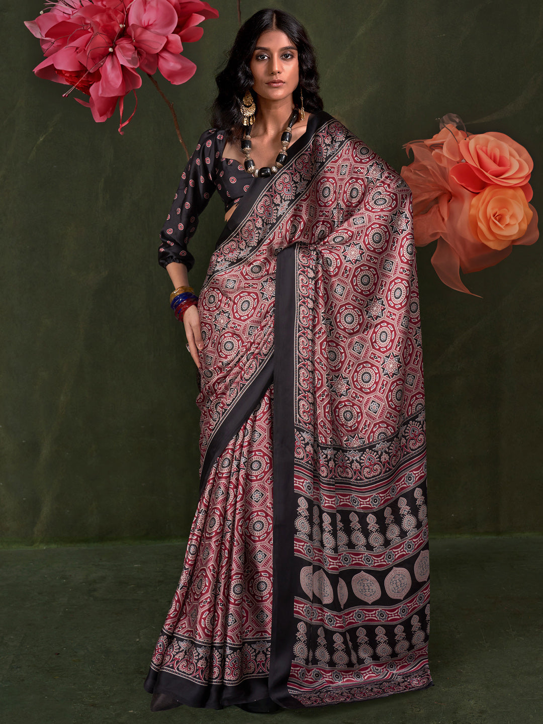 Ajrakh Printed Saree