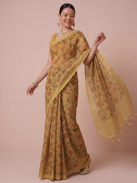 MUSTARD SAREE COLLECTION 
MUSTARD YELLOW SAREE
FLORAL PRINT SAREES