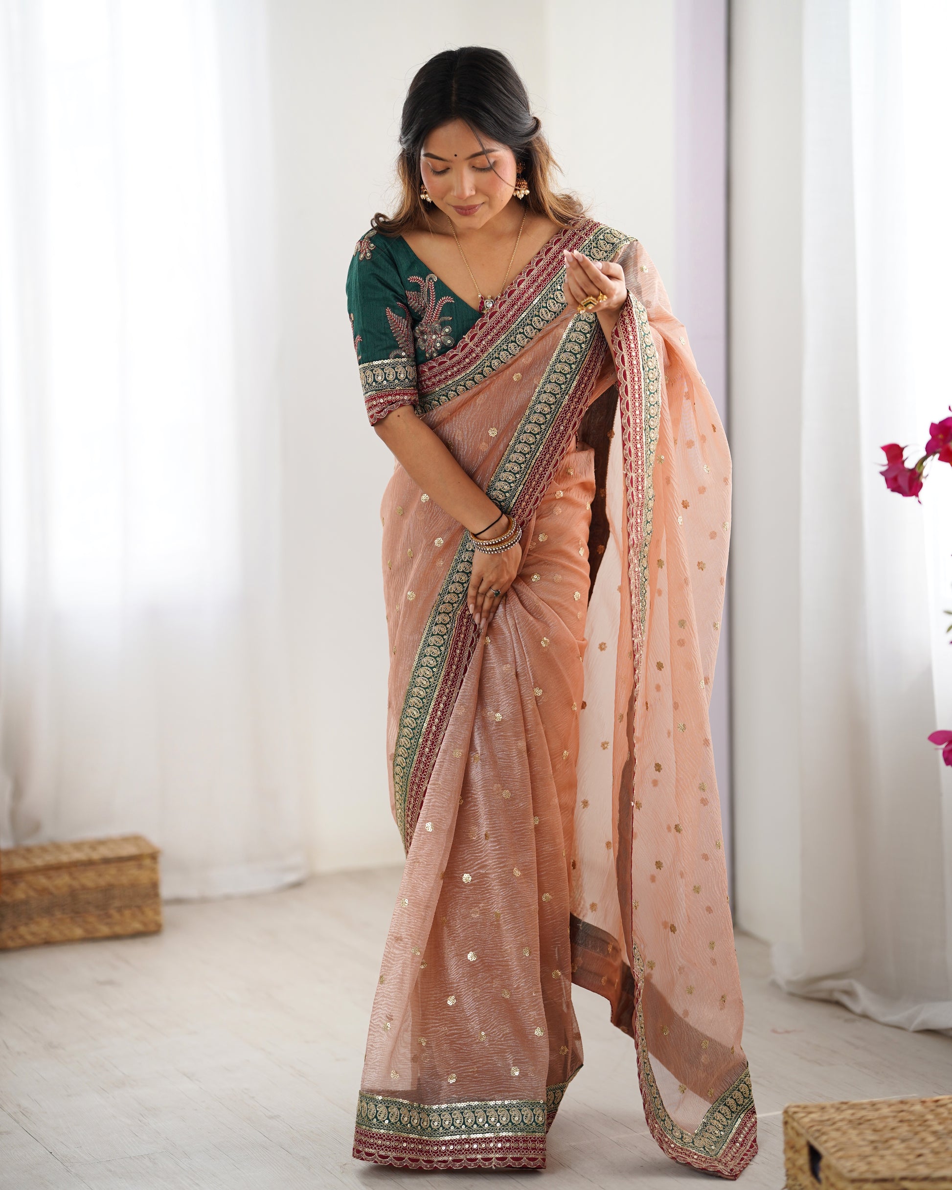 party wear saree for unmarried girl