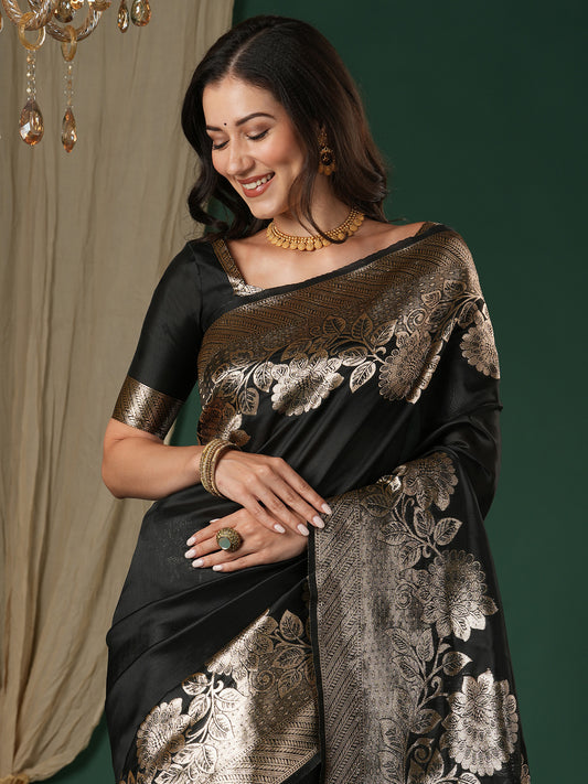 Black Banarasi Silk Saree