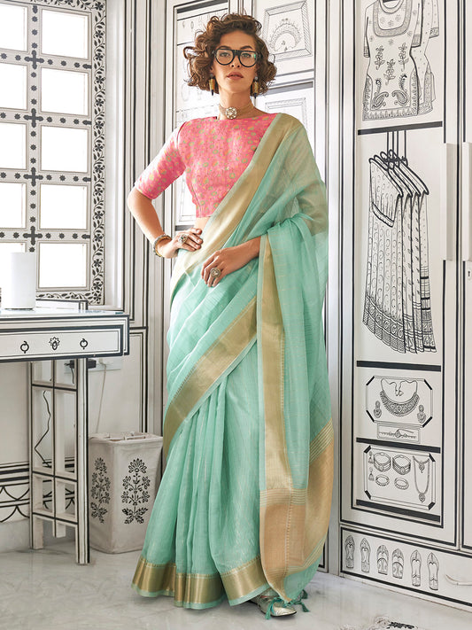 Mint Green Chiffon  Saree