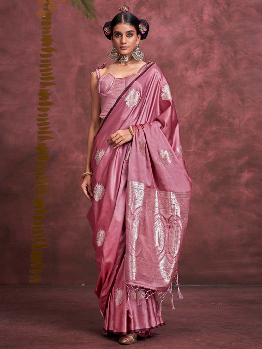 Silk Blend Banarasi Zari Woven Saree-