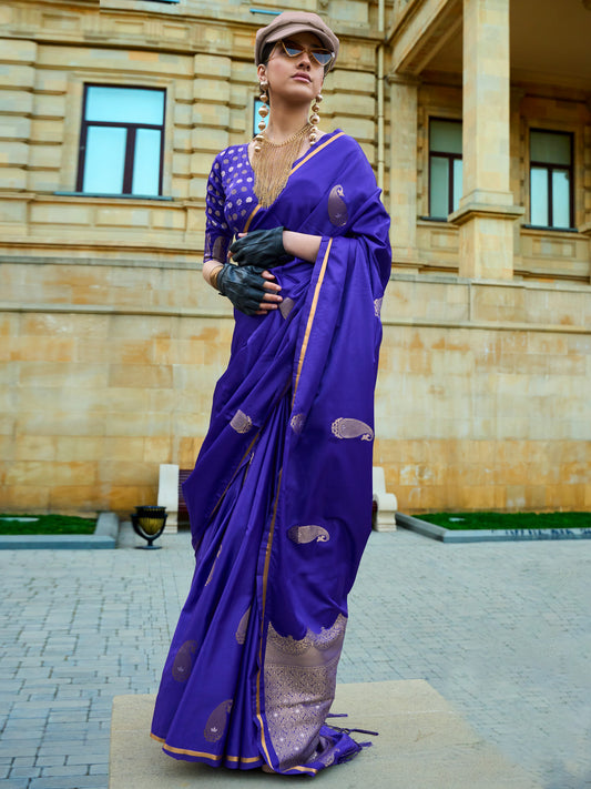 Royal Blue  Silk Blend  Zari Woven  saree