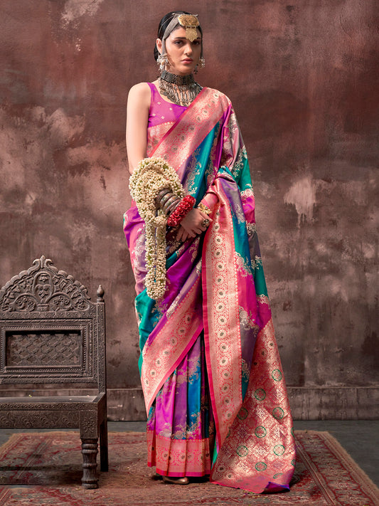 Silk Blend Heritage Banarasi Style Zari Woven Saree