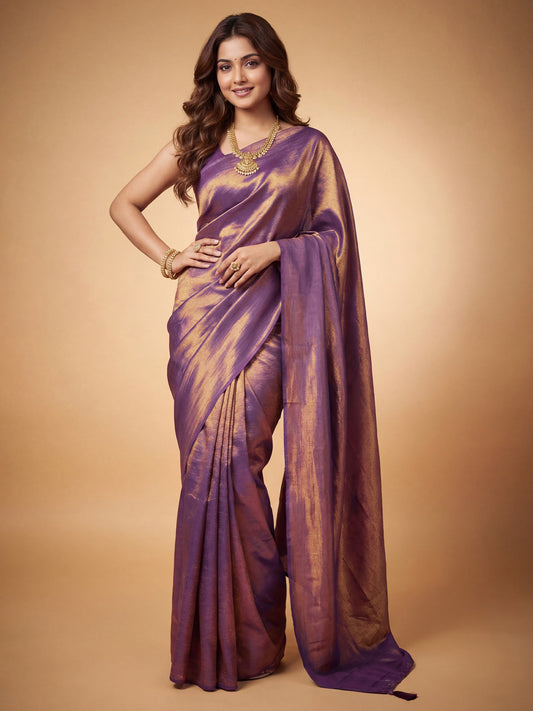 Purple Tissue Silk Saree