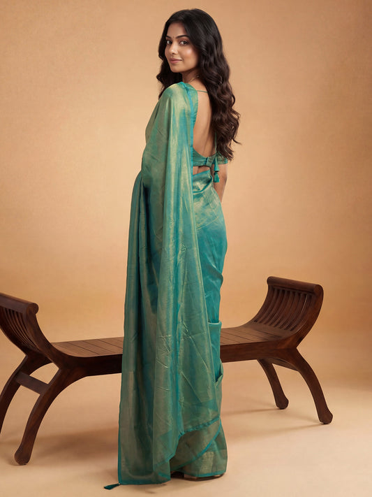 Sea Green Tissue Silk Saree
