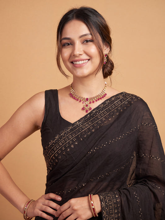 Black Designer Georgette Saree