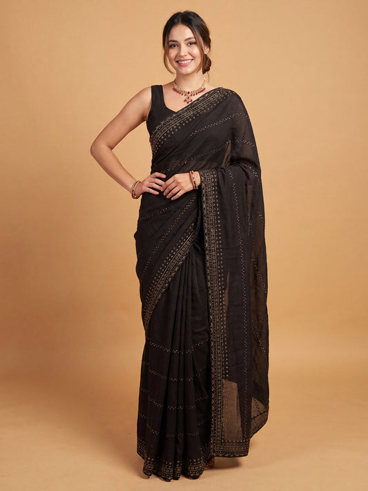 Black Designer Georgette Saree