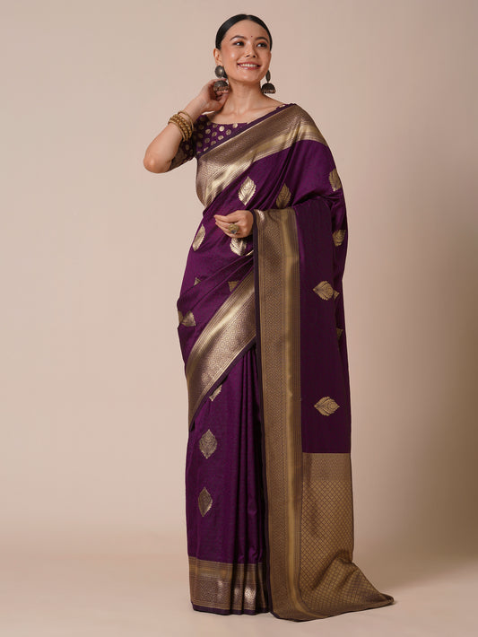 Banarasi Silk Saree with Gold Zari Weave