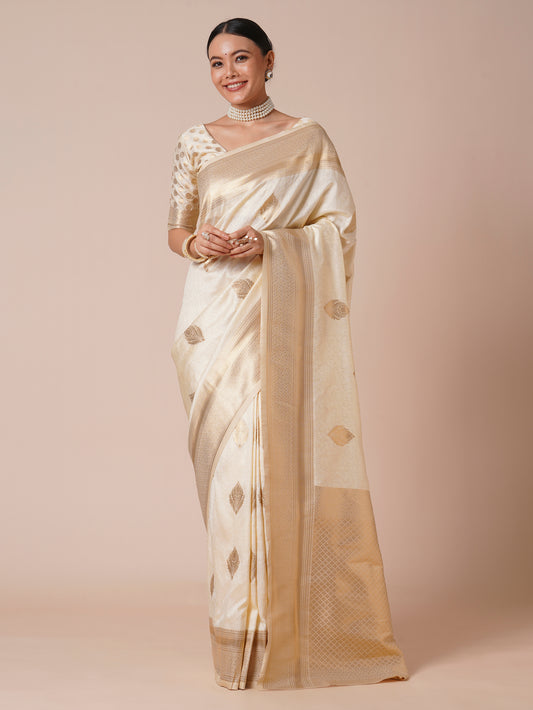 Banarasi Silk Saree with Gold Zari Weave
