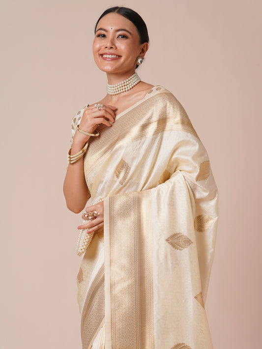 Banarasi Silk Saree with Gold Zari Weave