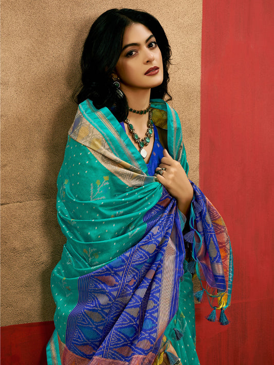 Silk Blend Heritage Patola Style Digital Printed Saree