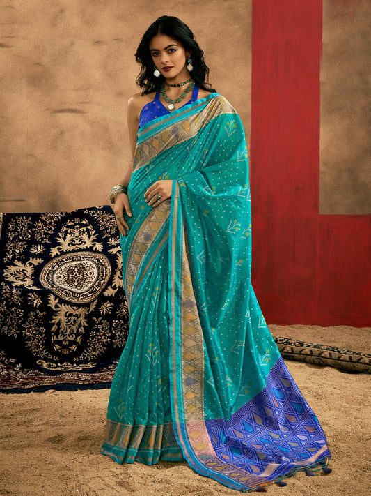Silk Blend Heritage Patola Style Digital Printed Saree