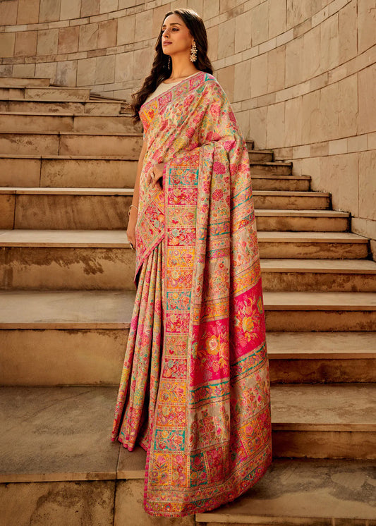 Multicolor Banarasi Woven Silk Blend Saree