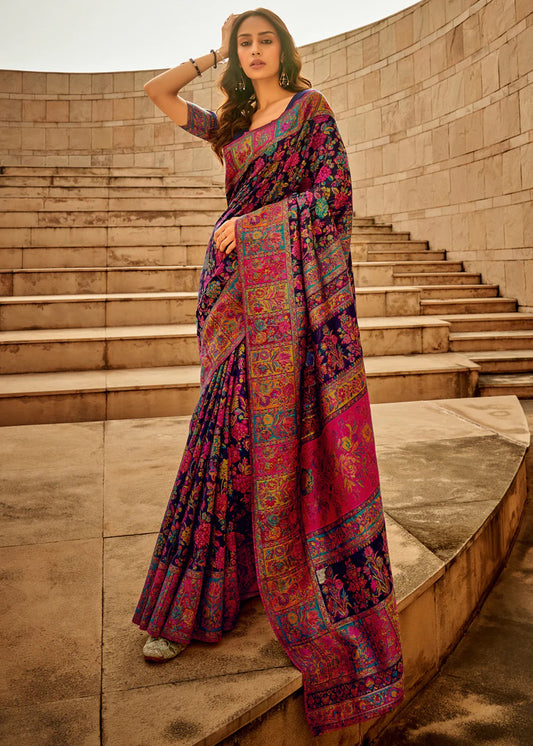 Pink Patola Style Weave Silk Blend saree