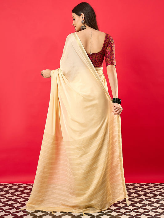 Cream Silk Saree with Paisley Print Blouse