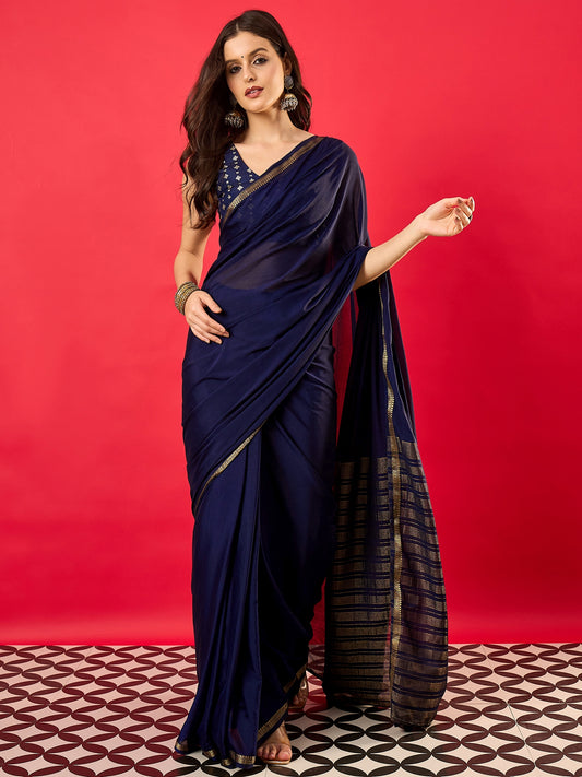 Navy Blue Mysore Silk Saree