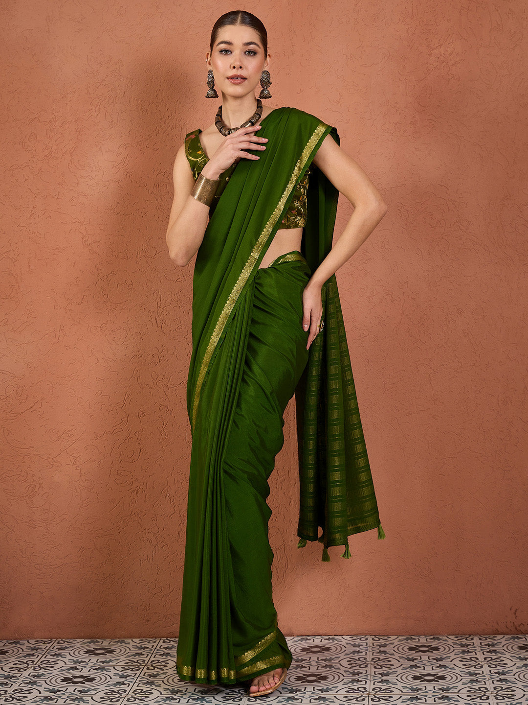 Green Pooja saree