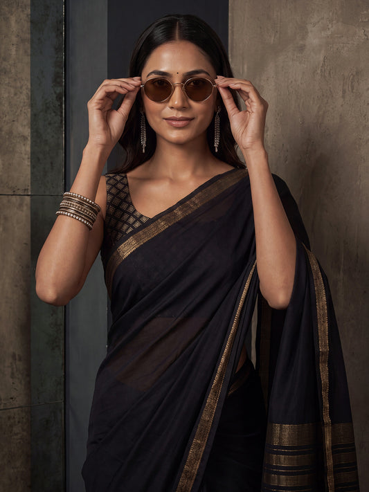 Black Minimalism Meets Mysore Silk Saree