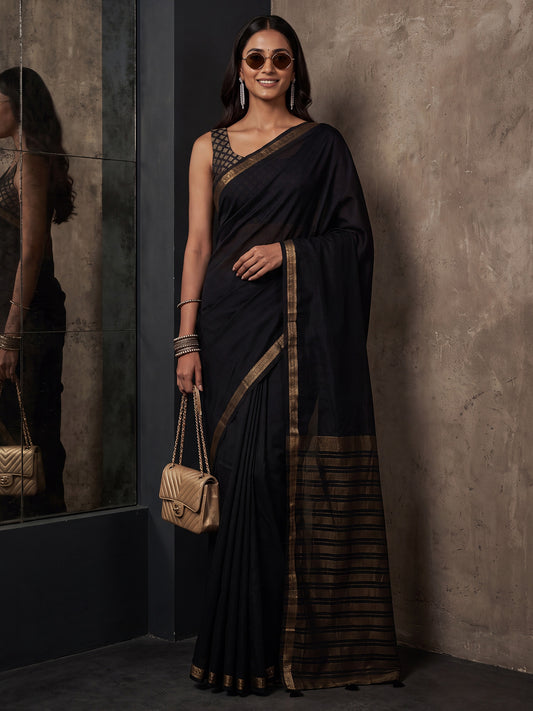 Black Minimalism Meets Mysore Silk Saree