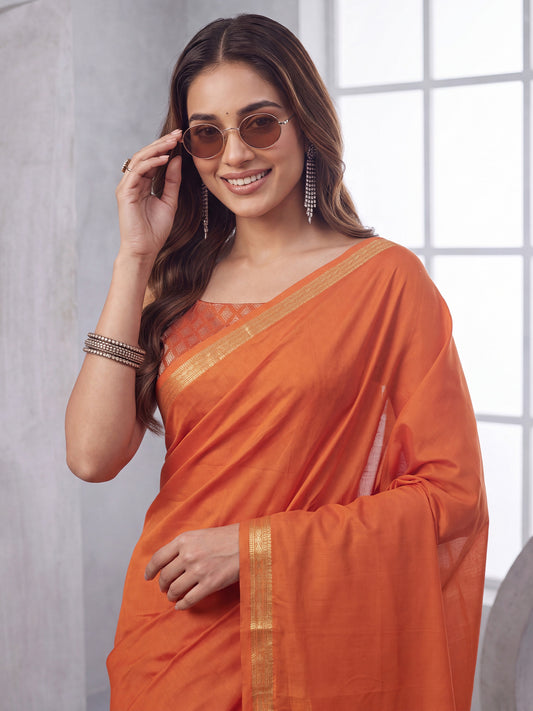 Orange Mysore Silk Saree