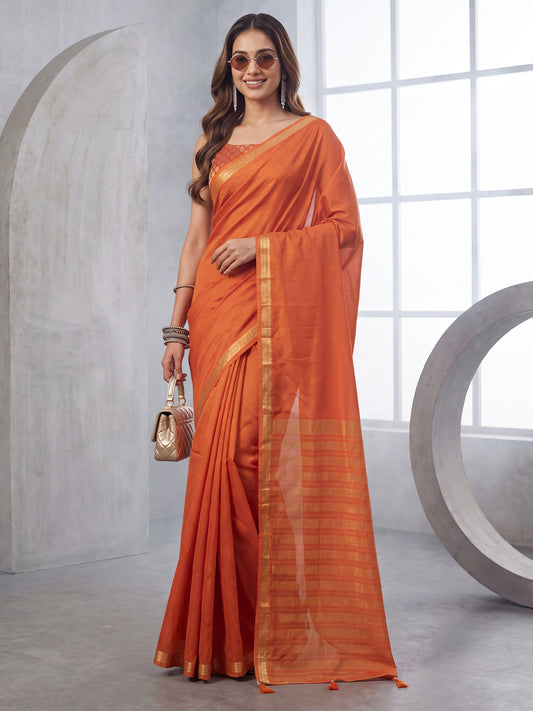 Orange Mysore Silk Saree