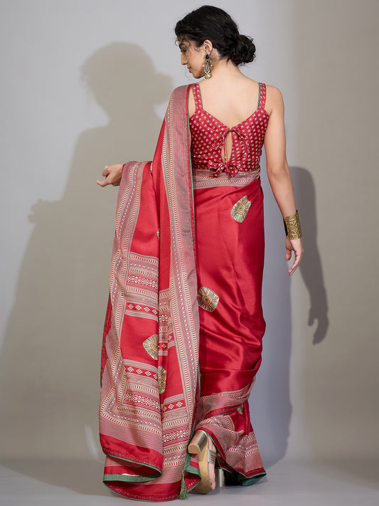 Crimson Silk Saree