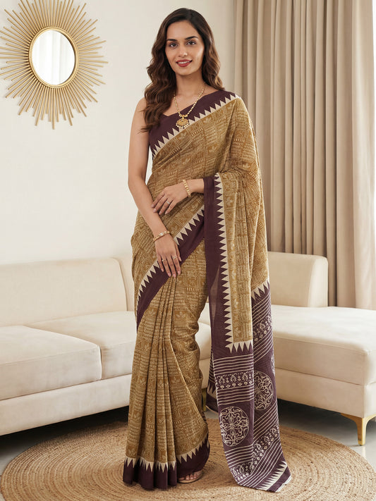 Grey Tissue Silk Saree with Zari Stripes
