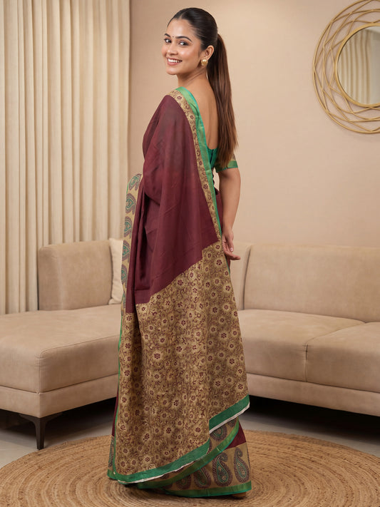 Maroon Saree Paisley Digital Print Saree
