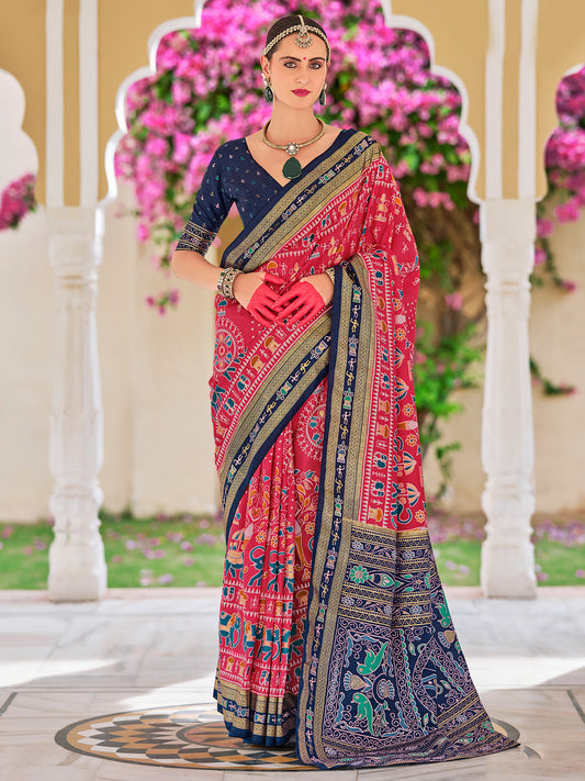 Heritage Maroon Patola Silk Blend Saree