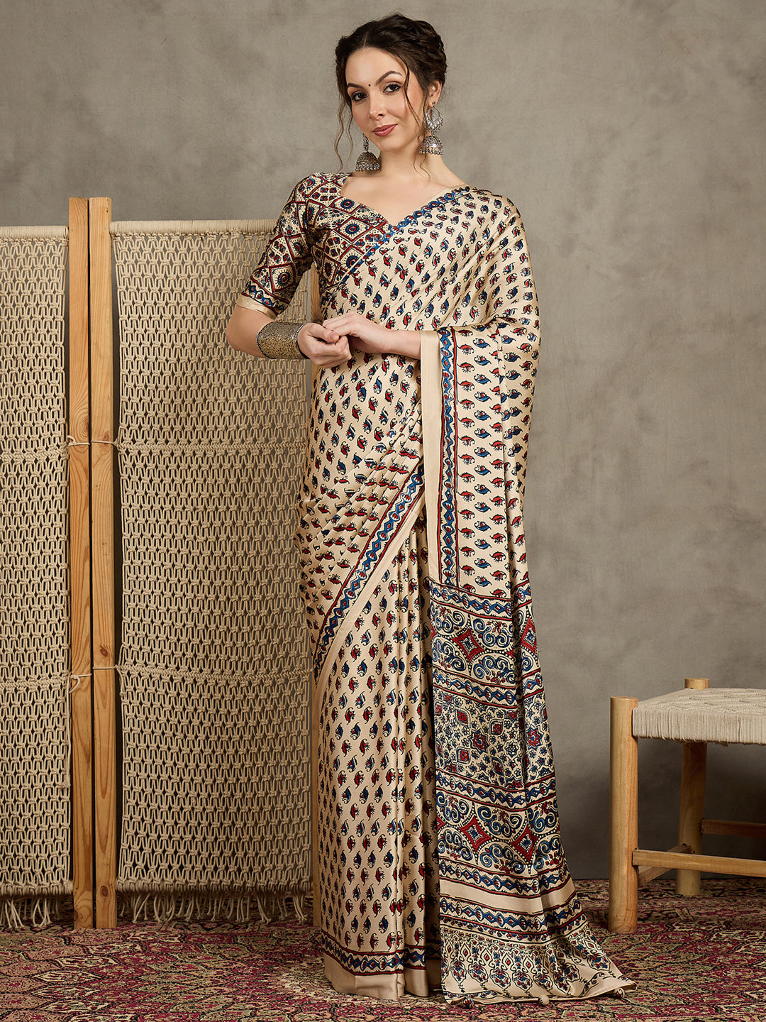 Ajrakh Printed Saree