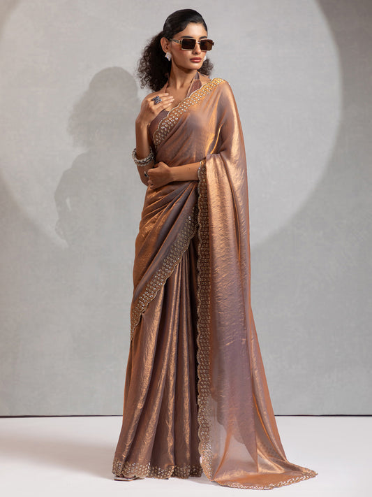 Elegant Copper Silk Blend Saree