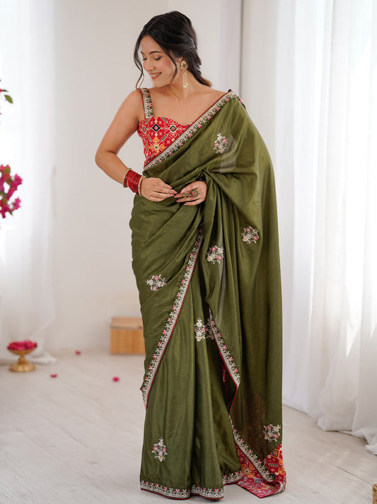 Silk Saree with Patola Print Blouse