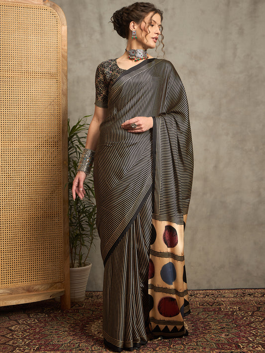 Heritage Black Silk Blend Saree