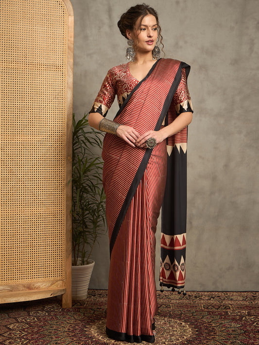 Pure Crepe Striped Saree