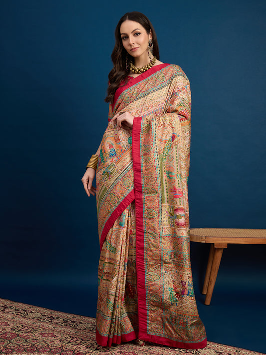 Silk Woven With Foil Print Saree