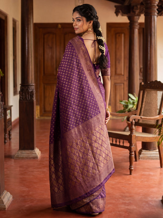 Regal Deep Purple Banarasi Silk Saree