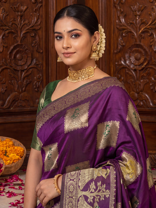 Regal Deep Purple Silk Saree