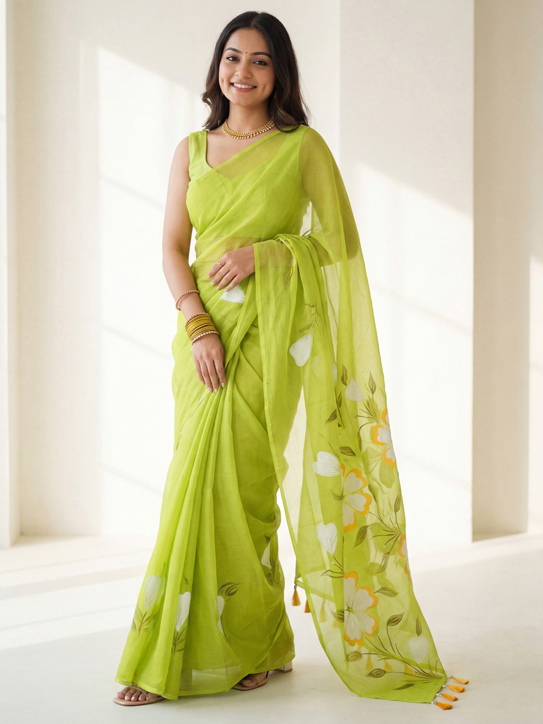hand Prinetd saree