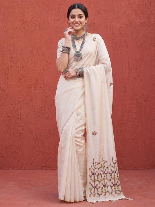 tussar silk saree
best offwhite saree
casual office wear saree